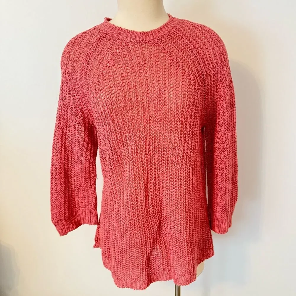 J. Crew Relaxed-Fit 100% Linen Beach Sweater in Pink Size Small